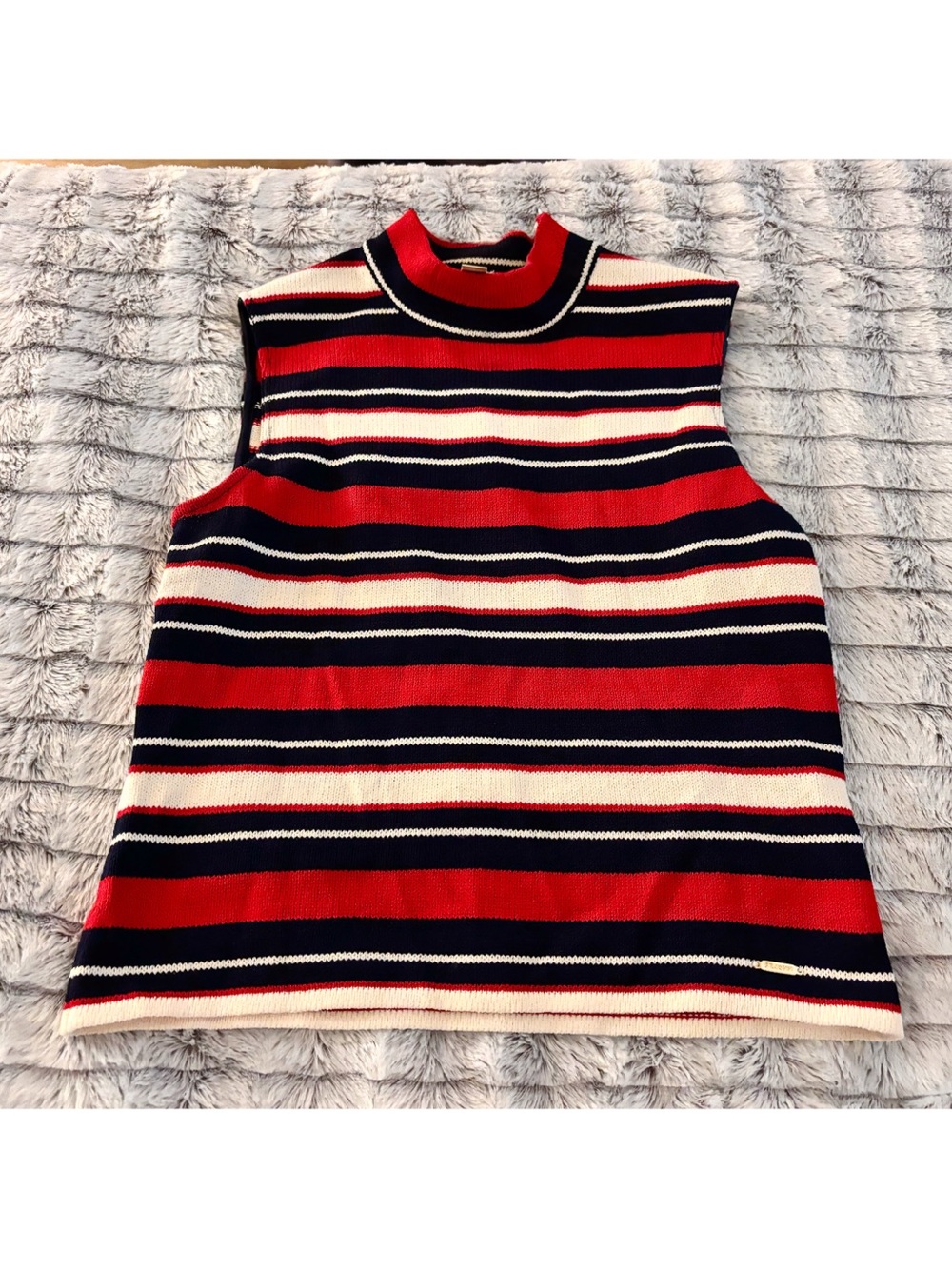 St. John Sport Vintage Stripe Mock Neck Tank Top